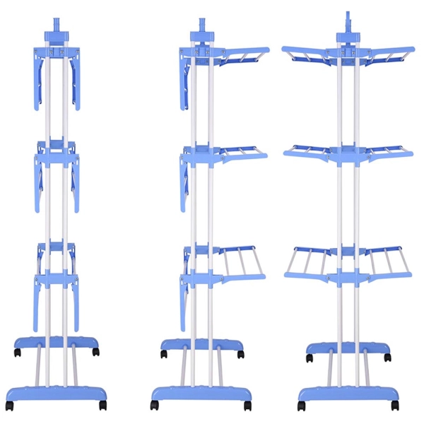 Mobilna suszarka na pranie z 3 poziomami i składaną konstrukcją