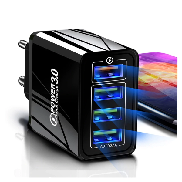 Ładowarka sieciowa USB 4-portowa 3.1A z technologią QuickCharge